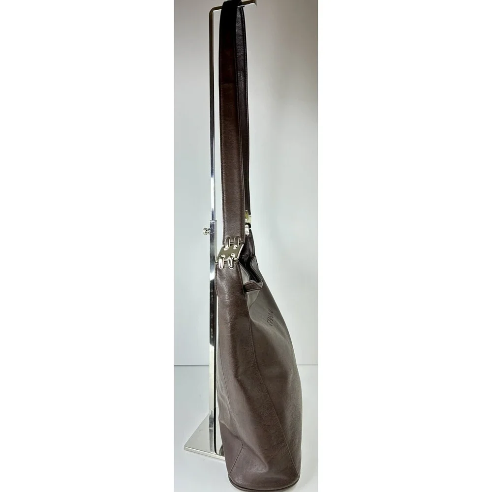 Giannini Purse Medium Brown Bucket Shoulder Hobo‎ Tablet Crossbody Faux Leather